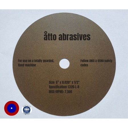 ATTO ABRASIVES Non-Reinforced Resinoid Cut-off Wheels 6"x 0.020"x 1/2" 1W150-050-PT